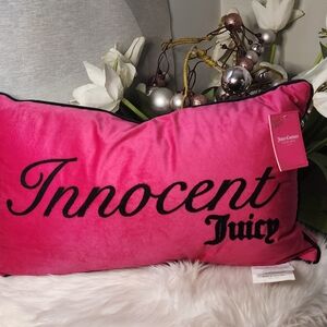Juicy Couture  Velour and hot pink Accent Decor Pillow New